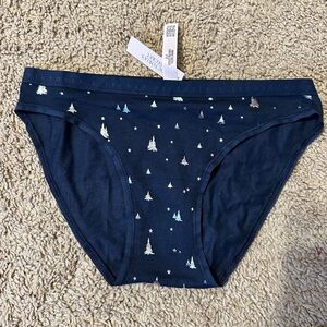 Victoria's Secret Navy Blue Bikini Panty with Holographic Tree Print